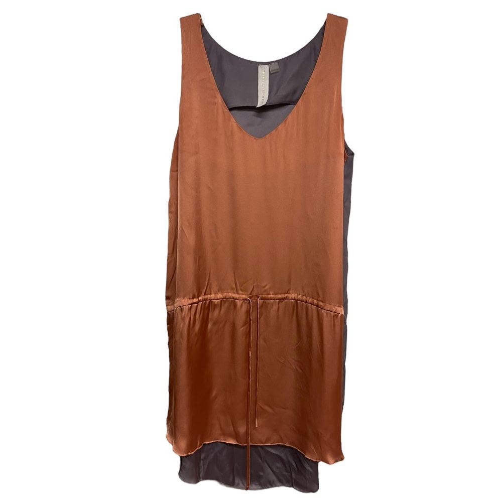 SEVEN TIMES SEVEN Tie Waist Dress Blouson Tank Nutmeg/Gray Slinky Medium